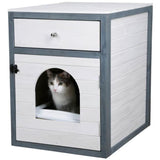 KERBL - Maison de toilette pour chat - 58 x 45 x 60 cm- IDA - Blanc/bleu -