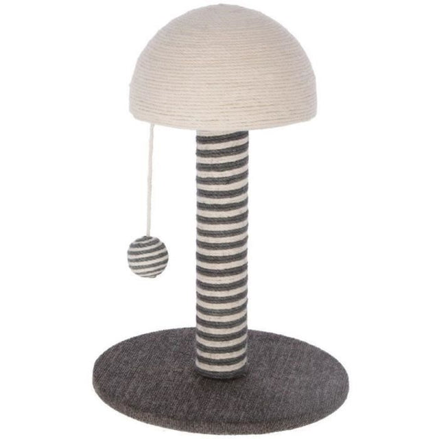 KERBL - Poteau griffoir pour chat - Tronc  42 cm  - FUNGHI - Gris/blanc - Sisal - Base : ř 30 cm