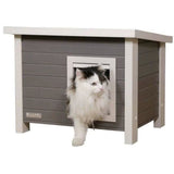 Maison extérieure pour chat en composite, matériau durable - KERBL - ECO Eli - Gris / Blanc - 57 x 45 x 43 cm