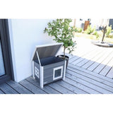 Maison extérieure pour chat en composite, matériau durable - KERBL - ECO Eli - Gris / Blanc - 57 x 45 x 43 cm
