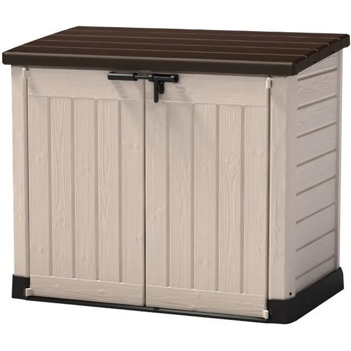 KETER - Coffre de rangement extérieur en résine 1200 litres Beige et marron - Range Poubelles ou vélo