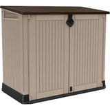 Coffre de rangement extérieur KETER en résine 880 litres Beige et marron- Malle de jardin sans vérins