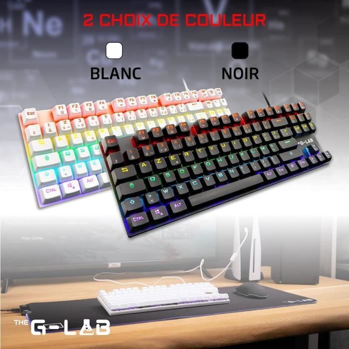 Clavier Gamer - The G-Lab - KEYZ MERCURY TKL - MÈcanique (Switch Rouge) - Rainbow - Filaire - Azerty - Noir