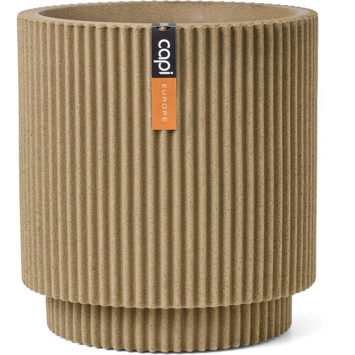 Vase cylindre - CAPI EUROPE - Groove NL - 36 x 38 cm - Beige