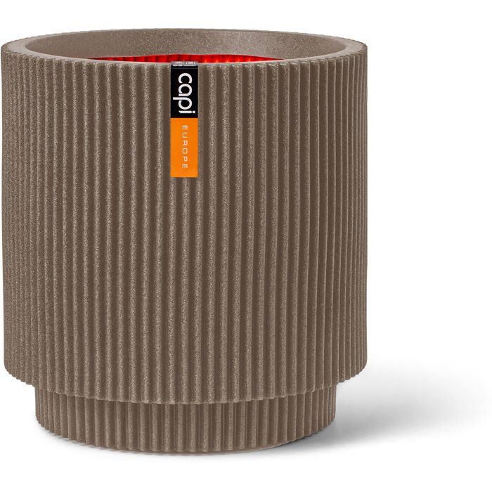 Vase cylindre - CAPI EUROPE - Groove NL - 36 x 38 cm - Chaud taupe