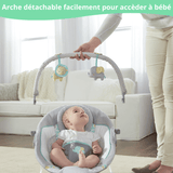 INGENUITY Transat pour bébé-Morrison- Arche avec jouets d'éveil amovible, 8 Mélodies, Vibrations apaisantes, cadeau bébé
