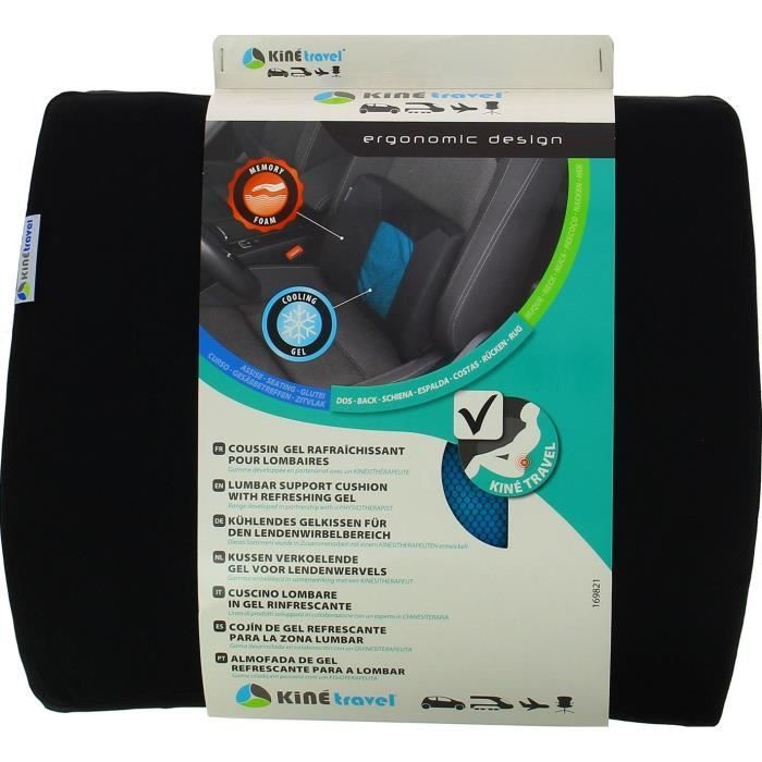 Coussin lombaire + Gel - KINE TRAVEL - 169821 - Noir et bleu