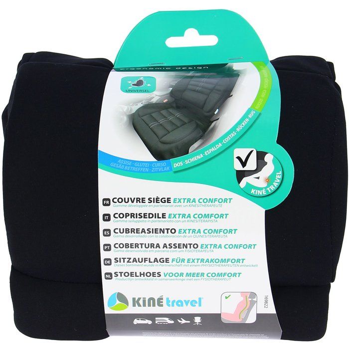 Couvre-siege - KINE TRAVEL - Confort intégral - Noir - Compatible airbags - Mousse haute qualité