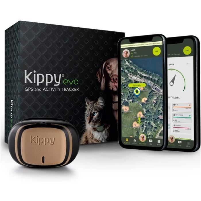 KIPPY - GPS Collar for Dogs and Cats - Evo - 38 GR - Waterproof - Brown Wood