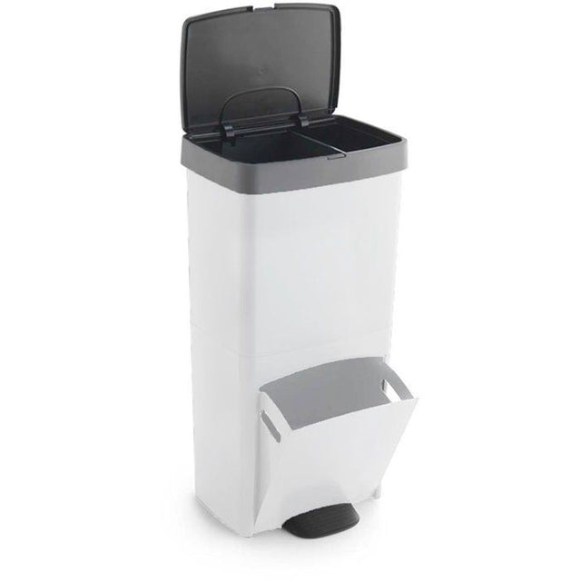 Poubelle de cuisine tri sélectif 70L - PICEA - Double compartiment vertical - Blanc - KITCHEN MOVE