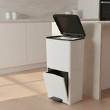 Poubelle de cuisine tri sélectif 70L - PICEA - Double compartiment vertical - Blanc - KITCHEN MOVE