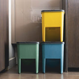 Lot de 3 Poubelles de Tri Empilables en Plastique BERGEN - 20L - Coloris Jaune, Vert & Bleu - KITCHEN MOVE