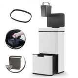 Poubelle de cuisine automatique 75L NARVIK  Double compartiment tri sélectif + Poubelle de table 3L  Blanc  KITCHEN MOVE
