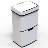Poubelle de cuisine automatique 75L NARVIK  Double compartiment tri sélectif + Poubelle de table 3L  Blanc  KITCHEN MOVE