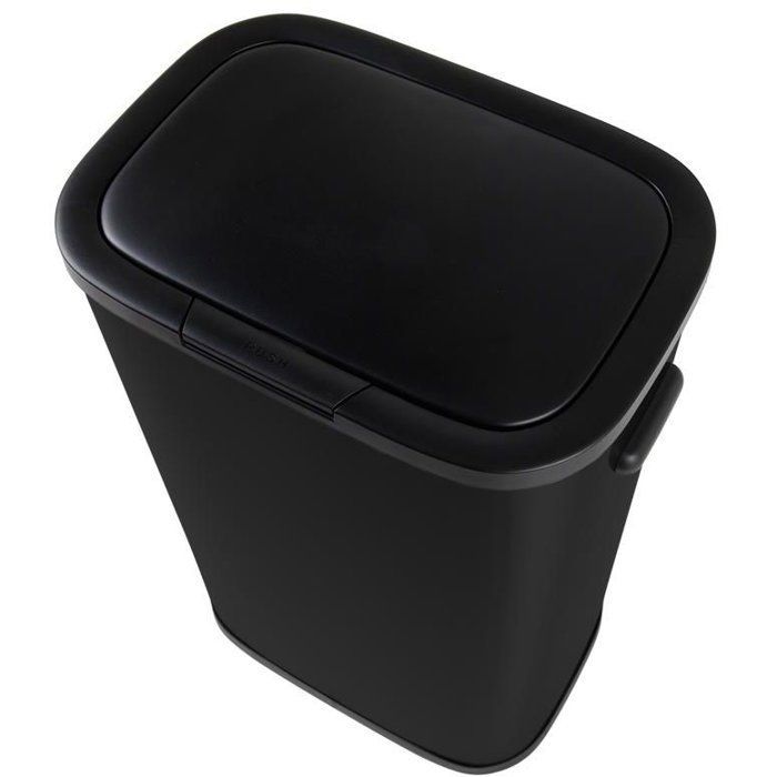 Poubelle de cuisine 60L PORTLAND – Ouverture push par pression – Acier inox Noir – KITCHEN MOVE