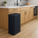 Poubelle de cuisine 60L PORTLAND – Ouverture push par pression – Acier inox Noir – KITCHEN MOVE