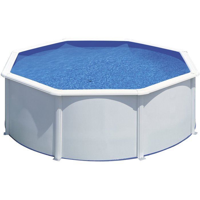 GRE - Kit Piscine hors sol acier ronde blanche Ř300 x 122 cm (Livrée avec filtre a sable et échelle)