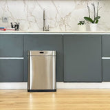 Poubelle de cuisine automatique design - UPPER - KITCHEN MOVE - 60 L - Inox avec cerclage