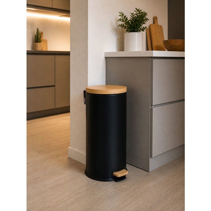 Poubelle de Cuisine a Pédale - FOREST - 30 L - Noir Mat - Kitchen Move