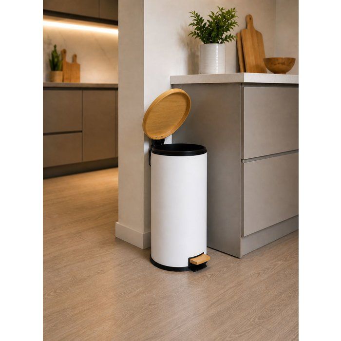 Poubelle de Cuisine a Pédale -  FOREST - 30 L - Blanc Mat - Kitchen Move