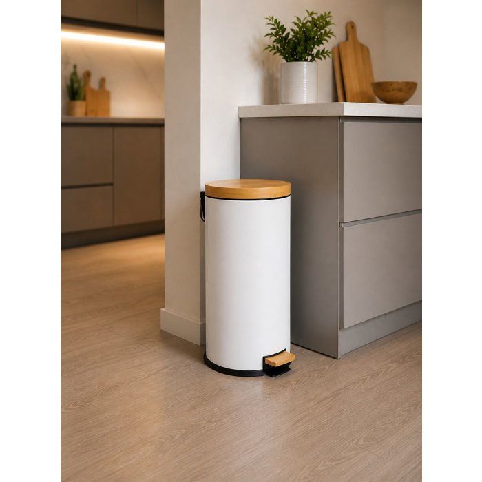 Poubelle de Cuisine a Pédale -  FOREST - 30 L - Blanc Mat - Kitchen Move