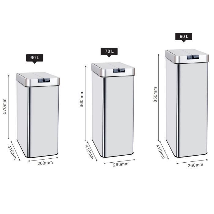 Poubelle Automatique SILVERLAKE - 70 L - Inox Brossé - Kitchen Move