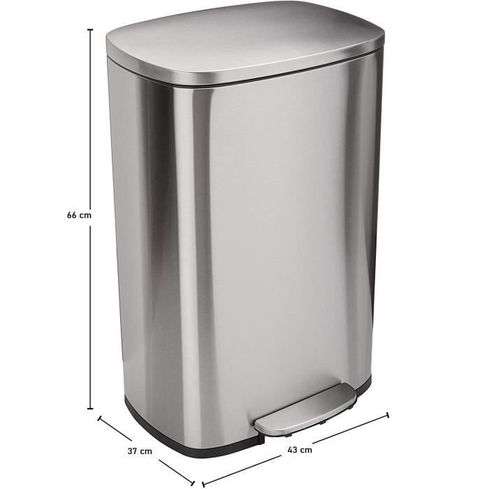Poubelle de Cuisine a Pédale - ADMIRAL - 50 L - Argent - Kitchen Move