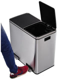 Poubelle de Cuisine a Pédale Tri Sélectif - MAJOR - 60 L (30 + 30) - Acier - Kitchen Move