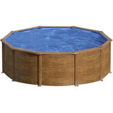 Piscine hors sol acier ronde imitation bois - GRE - Pacific - Diametre 4,80m - Filtre a sable et échelle inclus