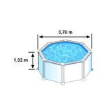 GRE - Kit Piscine hors sol acier ronde blanche Ø370 x 132 cm (Livrée avec filtre a sable et échelle)