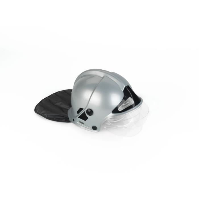 Grey firefighter helmet with retractable visor and neck protection - KLEIN - 8902