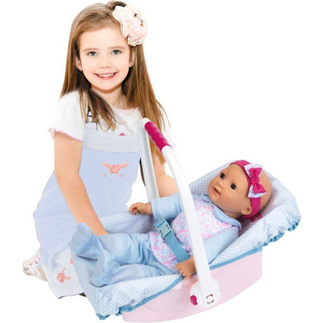 Porte-poupée rigide Princess Coralie - KLEIN - Pour poupées de 35 a 45 cm - Poignée a 3 positions - Coloris Aléatoire Rose ou Bleu