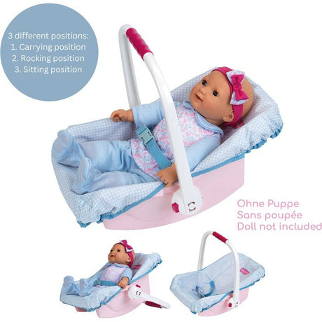 Porte-poupée rigide Princess Coralie - KLEIN - Pour poupées de 35 a 45 cm - Poignée a 3 positions - Coloris Aléatoire Rose ou Bleu