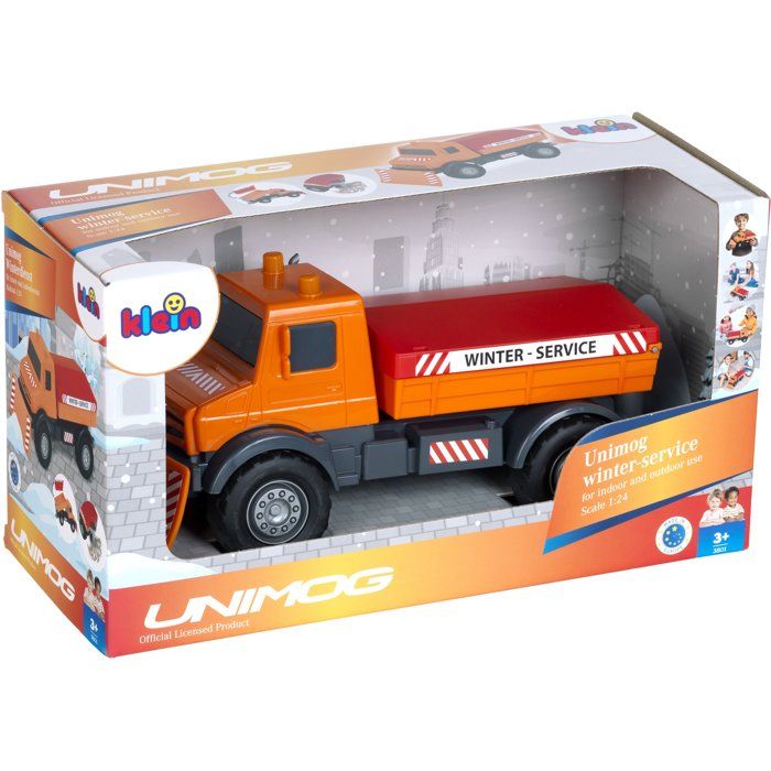 Camion chasse-neige saleur - KLEIN - 3801 - Mercedes Unimog - Roues souples et benne basculante - Échelle 1:24 - Dès 3 ans