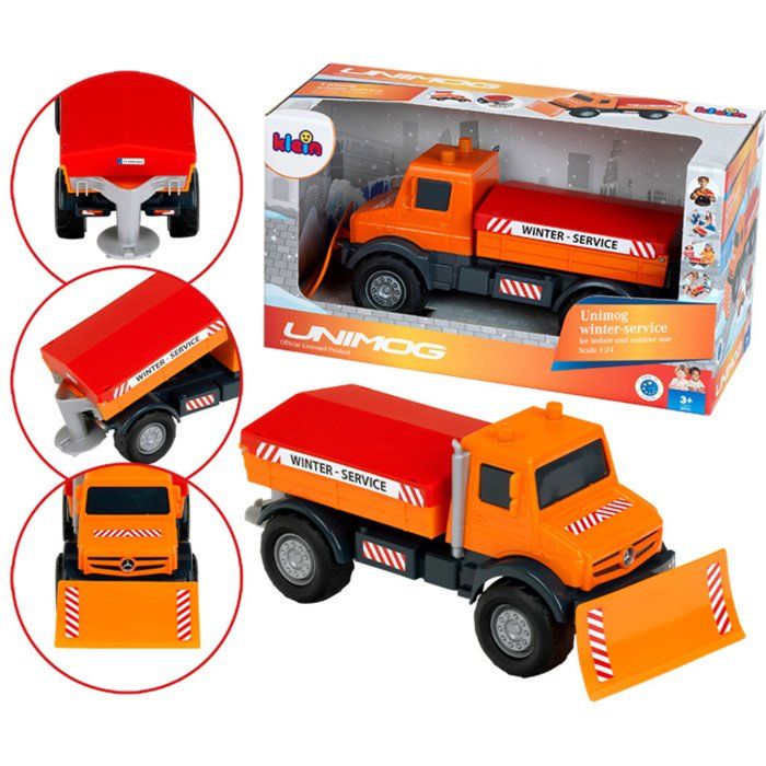 Camion chasse-neige saleur - KLEIN - 3801 - Mercedes Unimog - Roues souples et benne basculante - Échelle 1:24 - Dès 3 ans