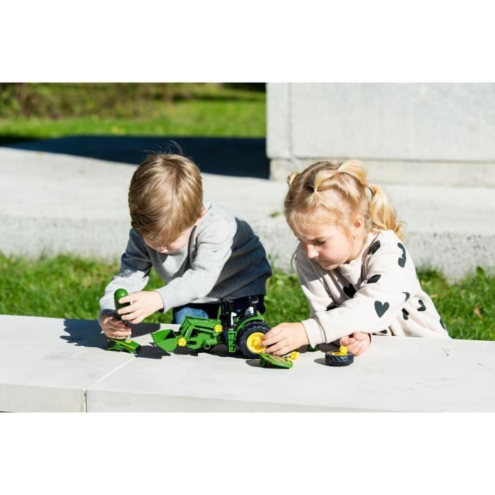 Tracteur a monter John Deere - KLEIN - 3977 - Chargeur frontal, contrepoids d'équilibrage et tournevis - Echelle 1/24e - Des 3 ans