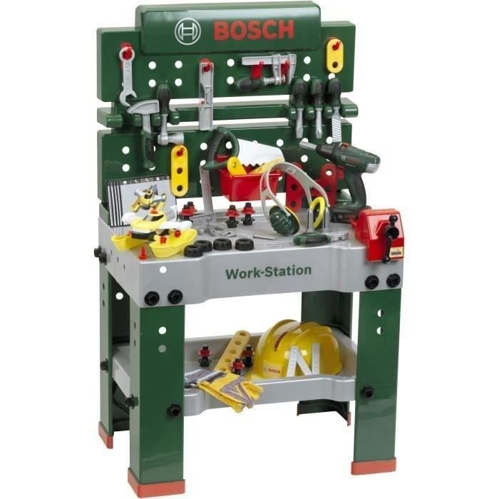 Bosch workbench with 81 accessories including an electronic screwdriver and a futuristic vehicle construction set - KLEIN - 8469