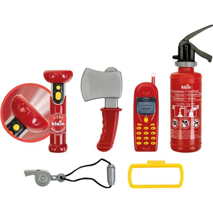 Mallette de pompier transparente avec 6 accessoires dont 1 lampe torche avec fonction lumineuse - KLEIN - 8984