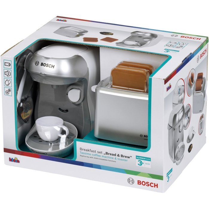 Set petit-déjeuner Bosch - KLEIN - 9233 - Machine a café, grille-pain et accessoires - Jouet d'imitation - Des 3 ans