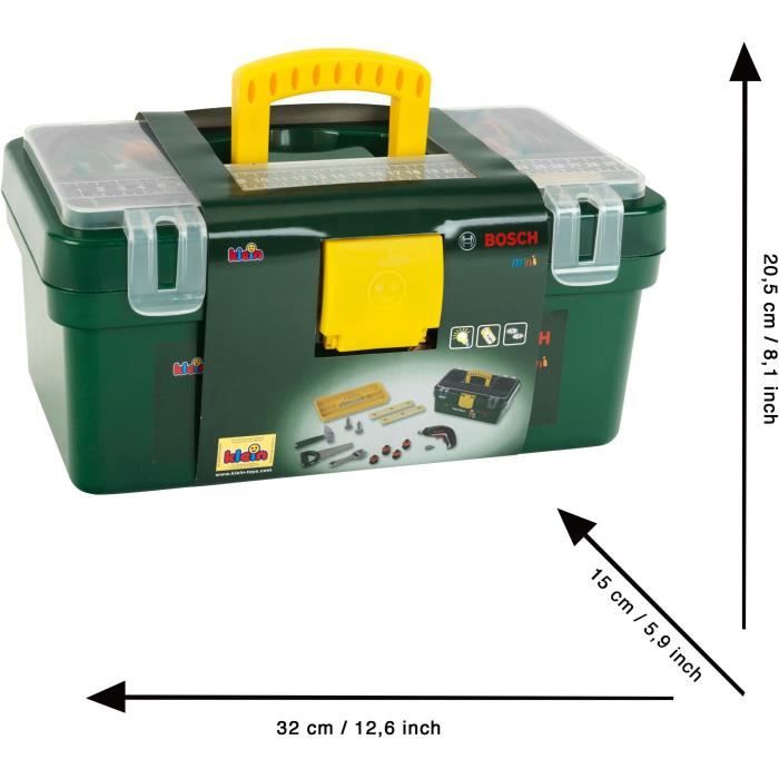 Caisse a outils Bosch - KLEIN - 8609 - Compartimentée avec visseuse électronique Ixolino II et accessoires - Des 3 ans
