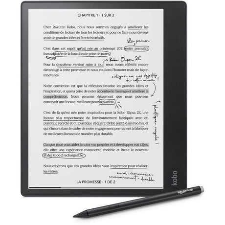 Liseuse Kobo Elipsa 2E – Écran tactile 10,3 – Stylet inclus – WiFi – eBook Reader