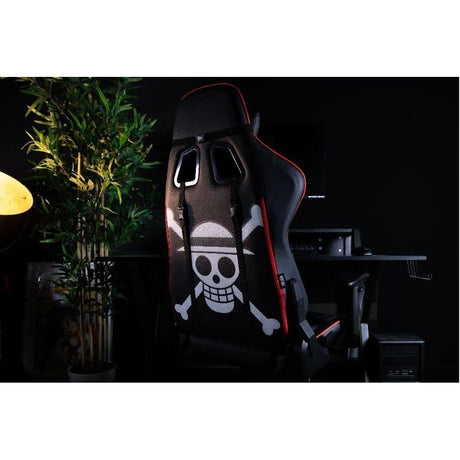 Chaise de bureau gaming - KONIX - One Piece - Inclinaison siege 150° - Cuir - Coussin lombaires et cervicaux réglable - Noir