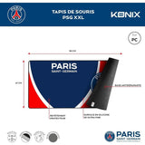 Tapis de souris gaming - KONIX - PSG - XXL 90 x 46 cm - Surface silicone 3D ultra fine - Base antidérapante en caoutchouc - Bleu