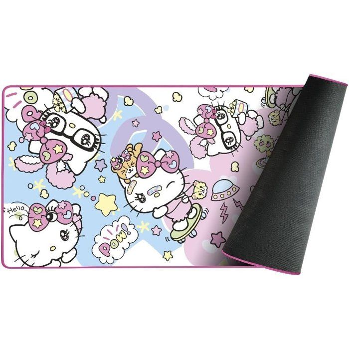 Tapis de souris gaming - KONIX - Hello Kitty - XXL 90 x 46 cm - Surface microfibre antidérapante - Caoutchouc