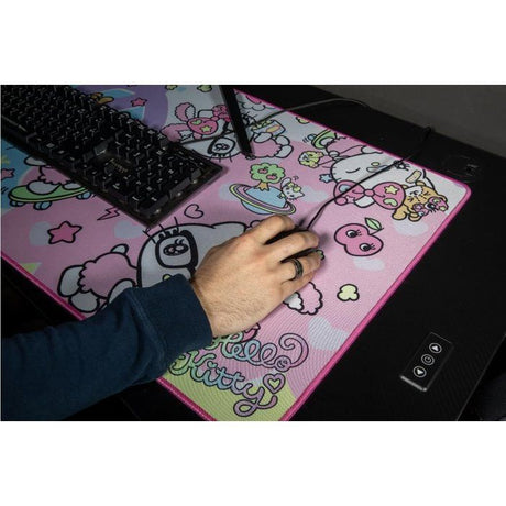 Tapis de souris gaming - KONIX - Hello Kitty - XXL 90 x 46 cm - Surface microfibre antidérapante - Caoutchouc