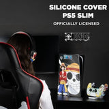 Façade de protection - KONIX - One Piece - PS5 Slim - Silicone - Antichoc - Anti-rayures - Motif Luffy - Noir