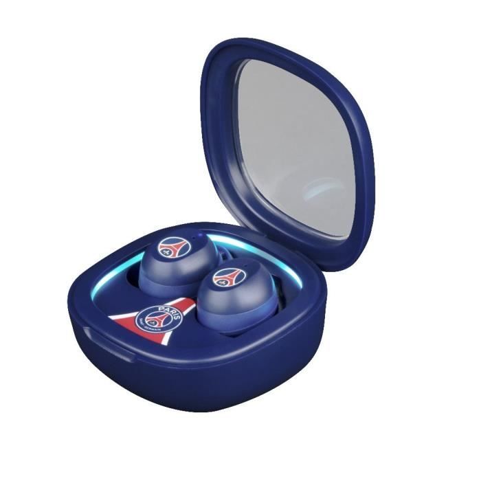 Écouteurs sans fil - KONIX - PSG - Autonomie 8 h + 15 h avec boîtier - Résistance a l'eau IPX4 - Bluetooth - Bleu