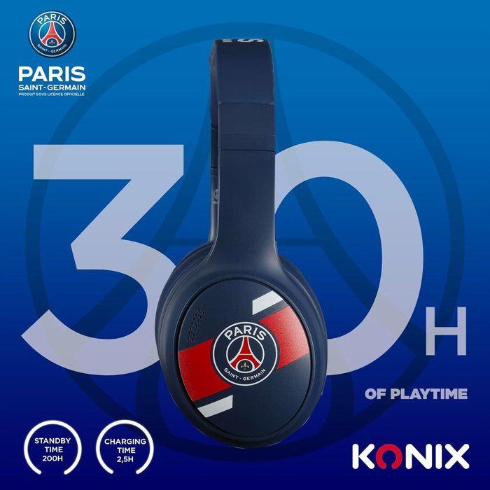 Casque audio - Sans fil - Konix - PSG - Bluetooth 5.3 PC, smartphones, tablettes - Microphone - Autonomie 25 h - Câble 3,5 mm - Bleu
