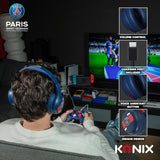 Casque audio - Sans fil - Konix - PSG - Bluetooth 5.3 PC, smartphones, tablettes - Microphone - Autonomie 25 h - Câble 3,5 mm - Bleu