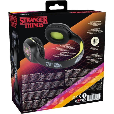 Casque audio - Sans fil - Konix - Stranger Things - Bluetooth 5.3 smartphones, tablettes - Microphone - Autonomie 30 h - Noir/jaune